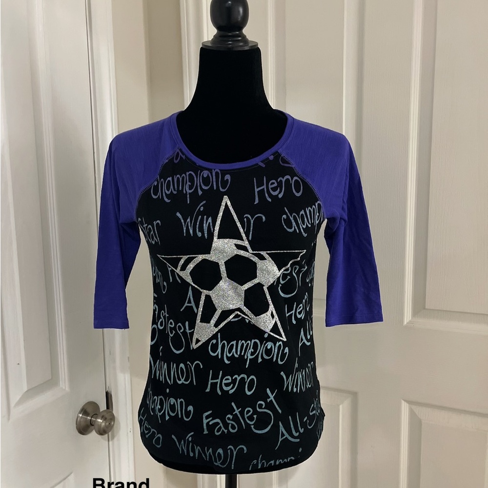 Purple and Black Graphic Raglan Tee